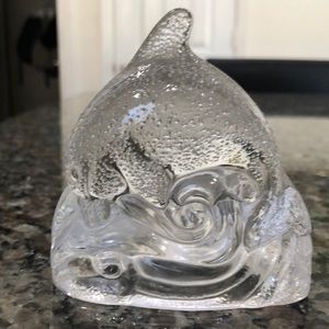 Partylite Glass Dolphin tealight holder